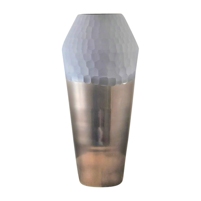 Glass 17" 2-Tone Hand-Cut Vase - Metallic