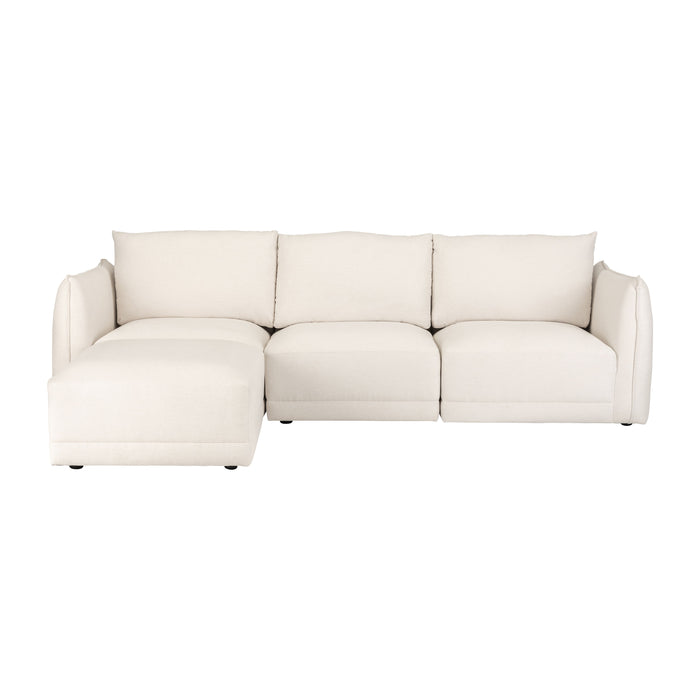Left Arm Chaise Sofa With Knife Edge Tailoring - Beige