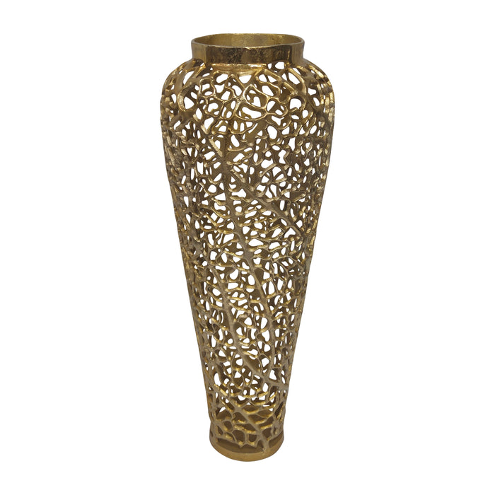 26" Fauna Metal Bouquet Floor Vase - Gold