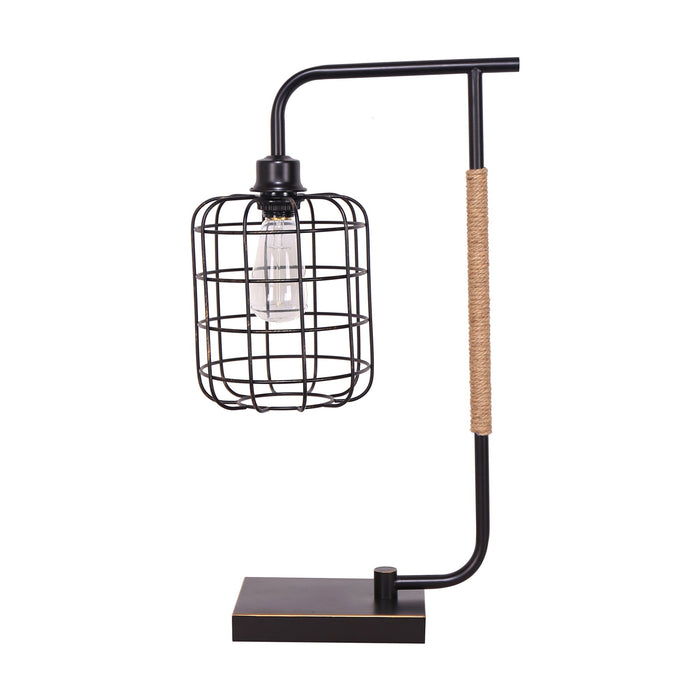 Metal Task Lamp With Cage Shade 22" - Black