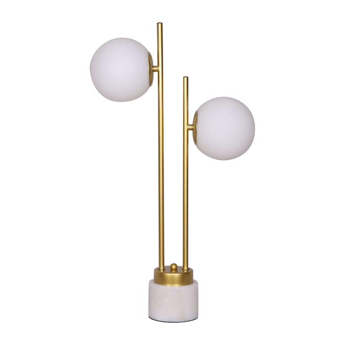Glass/Brass 23" Double Diffuser Table Lamp - Gold