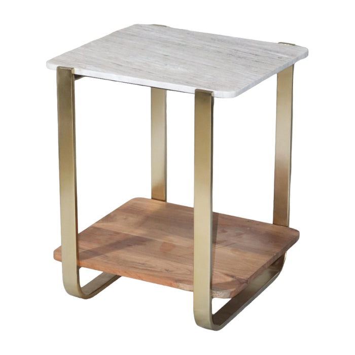 21" Marble Top Side Table - Gold