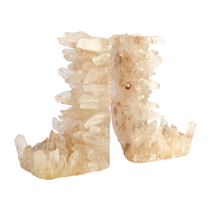 Quartz 5" Crystallized Bookends (Set of 2) - Ivory