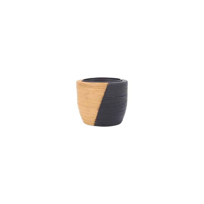 Bamboo Planter With Metal Liners 8" - Black
