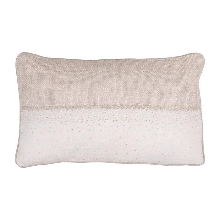 Linen Sparkle Hand Embroidery Decorative Pillow 20 x 12" - Gray