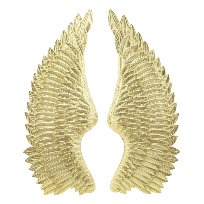Resin Angel Wings Wall Accent (Set of 2) - Gold
