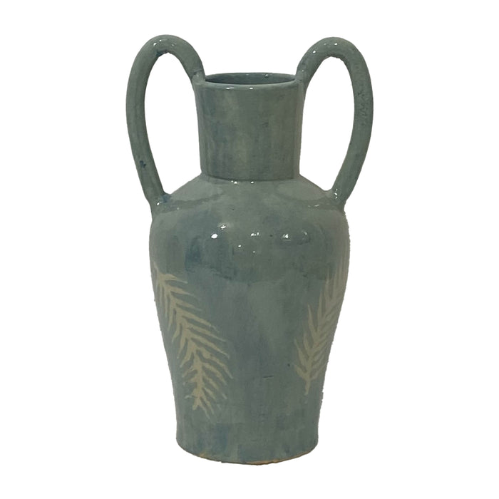 Terracotta 15" Leaf Eared Vase Mint
