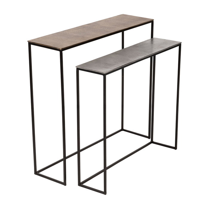Metal Nested Side Tables 32 x 29" / 35 x 33" (Set of 2) - Gold