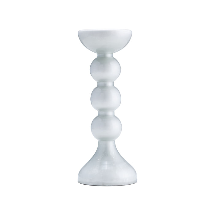 Glass Bubbly Candle Holder 13" - White Enam