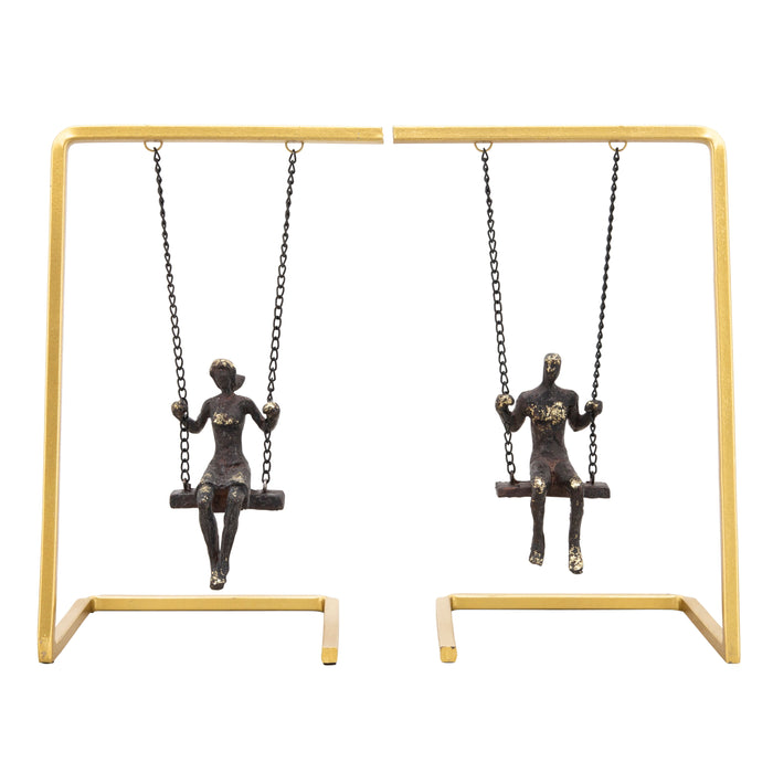 Swinging People Bookends (Set of 2) - Gold