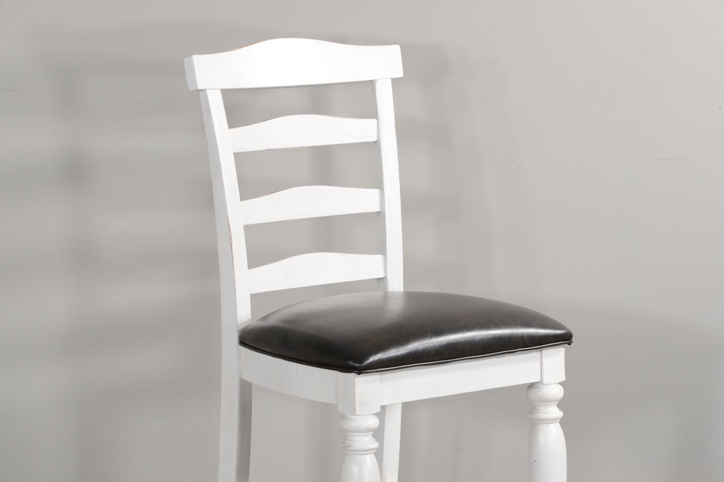 Carriage House - Ladderback Barstool With Cushion Seat - White / Black