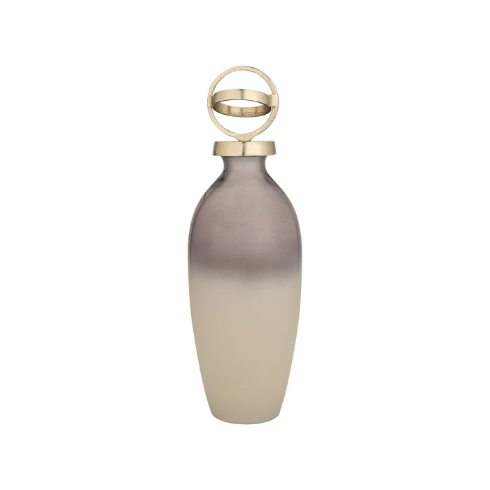 Glass Bottle With Sphere Lid 16" - Gray