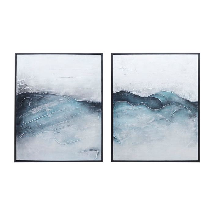 64" x 40" (Set of 2) Abstract Hand Painted Art - Gray