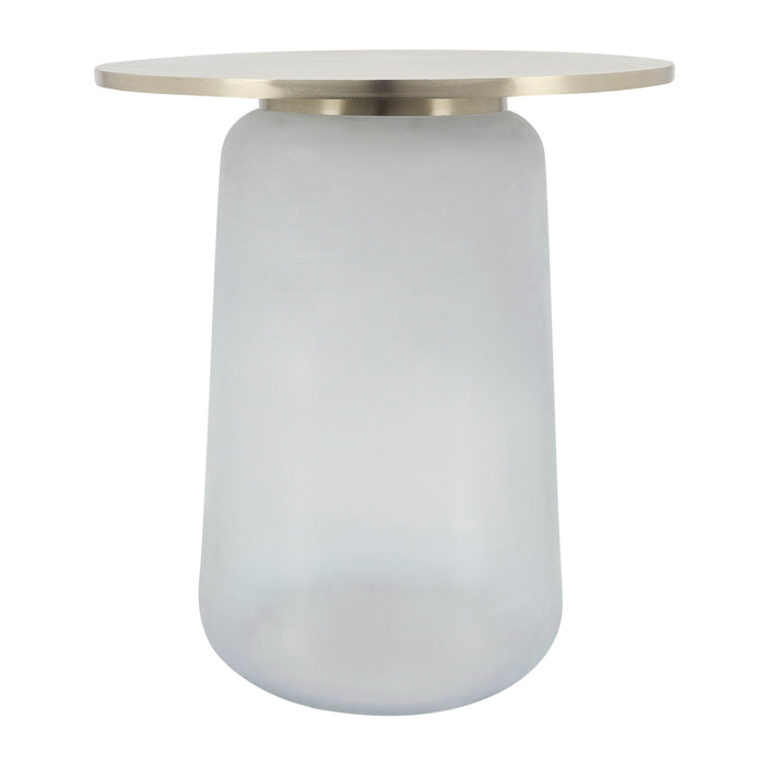 Metal Top Side Table Glass Base 22" - Clear