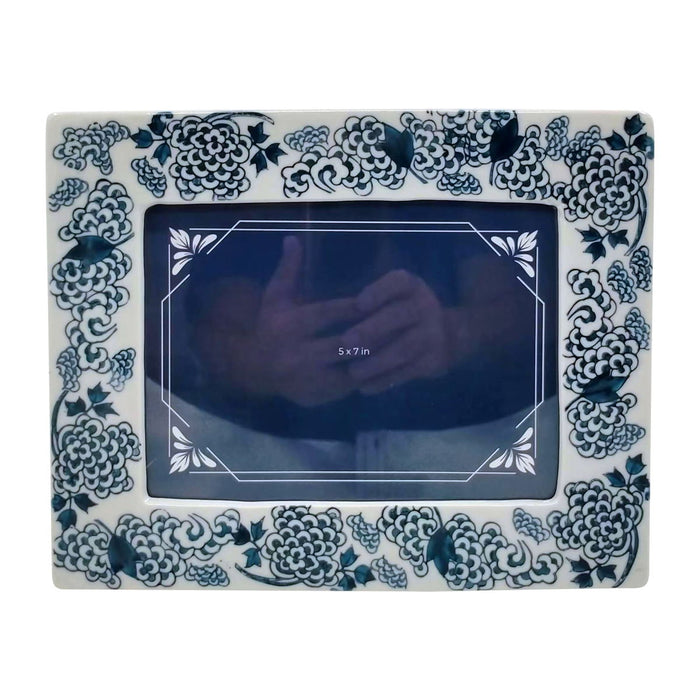 Ceramic 5X7 Chinoiserie Photo Frame - Blue/White