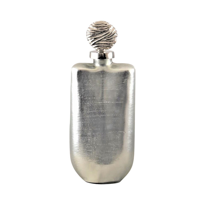 Glass 16" Metallic Bottle Orb Topper - Silver