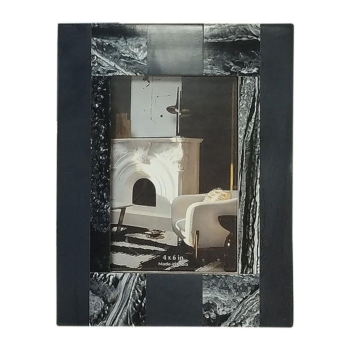 Resin 5 x 7 Marbled Photo Frame - Black