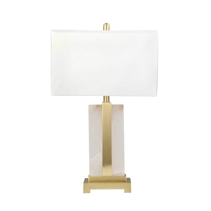 Metal / Alabaster Table Lamp 28" - White / Gold