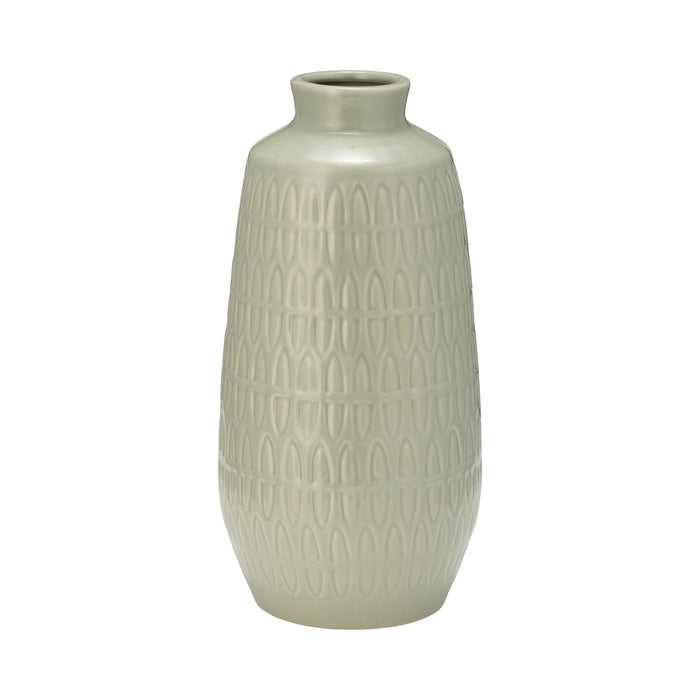 Ceramic Carved Vase 12" - Cucumber