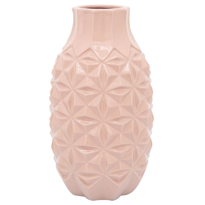 Ceramic Geo Vase 12" - Blush