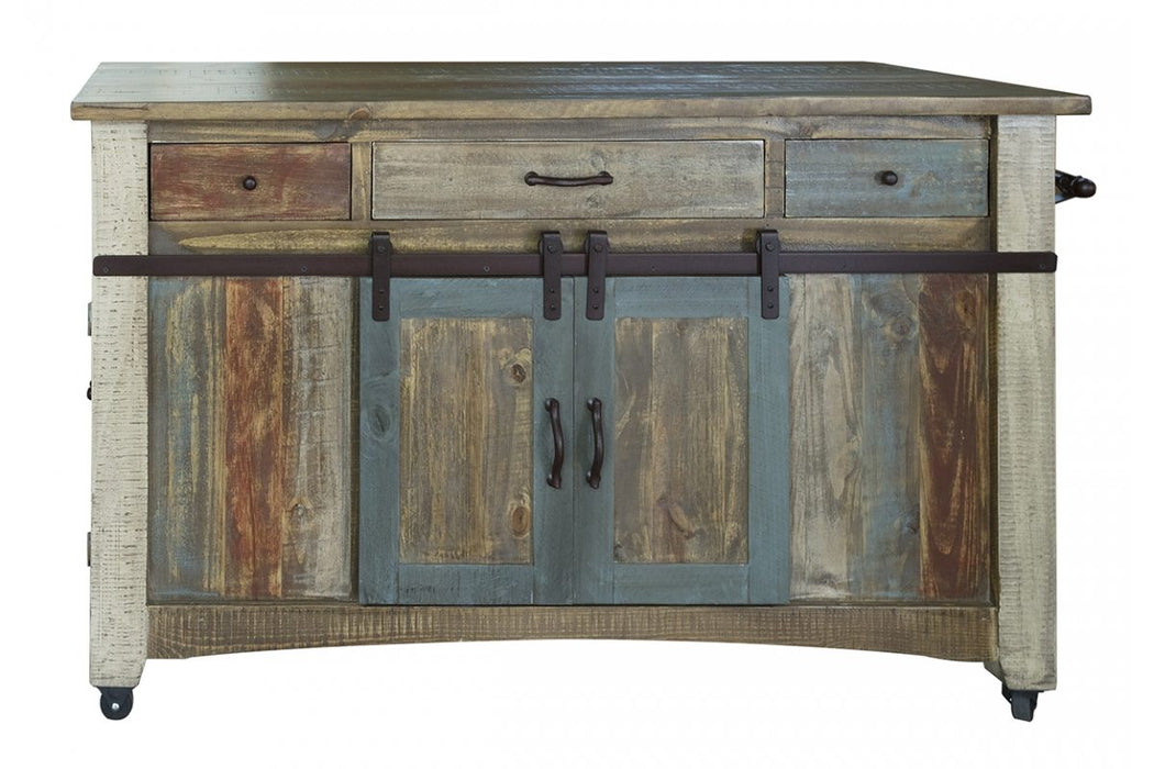 Antique - 2 Drawers Kitchen Island - Multicolor
