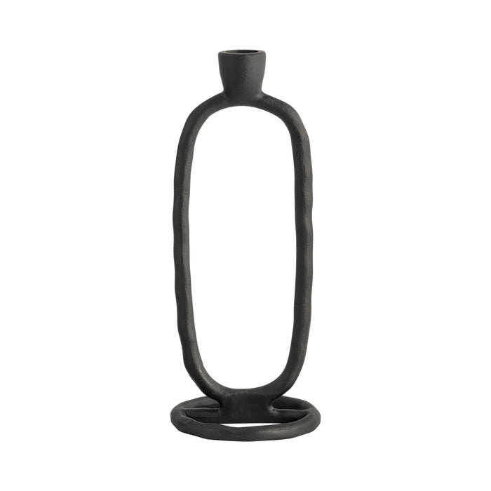 Metal 10" Open Oval Taper Candleholder - Black