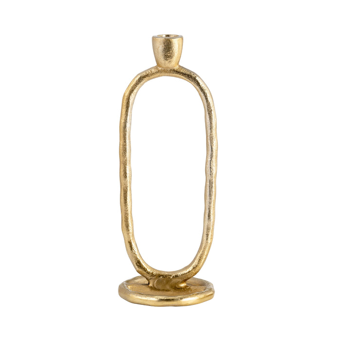 Metal 10" Open Oval Taper Candleholder - Gold