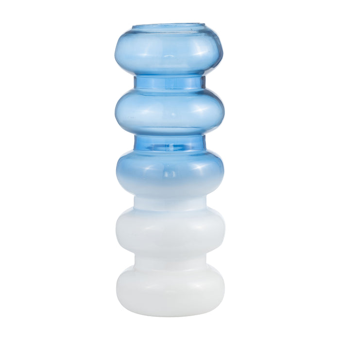 Glass Accordion Vase 17" - Blue