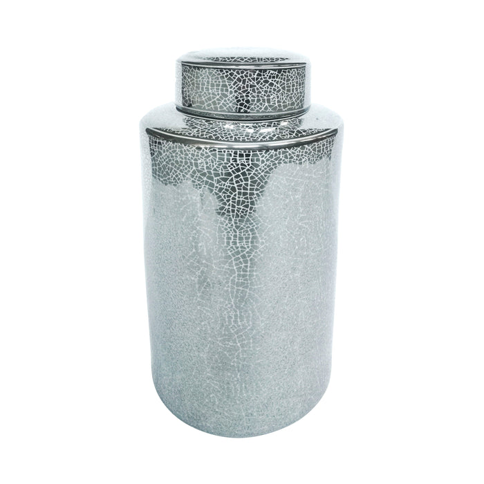 Ceramic Jar 16" - Crackle Silver