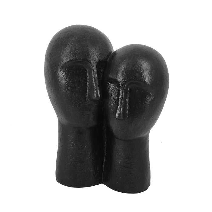 Polyresin Couple Heads Sculpture 11" - Bronze