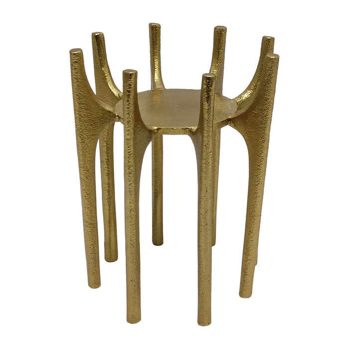 Metal 6" Candleholder With Spike Legs - Gold