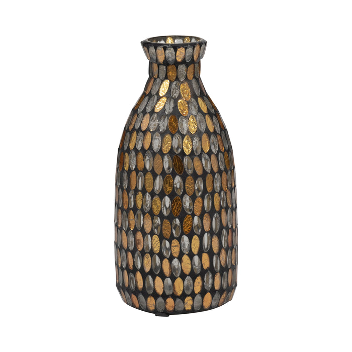 Glass 9" Mosaic Vase - Copper