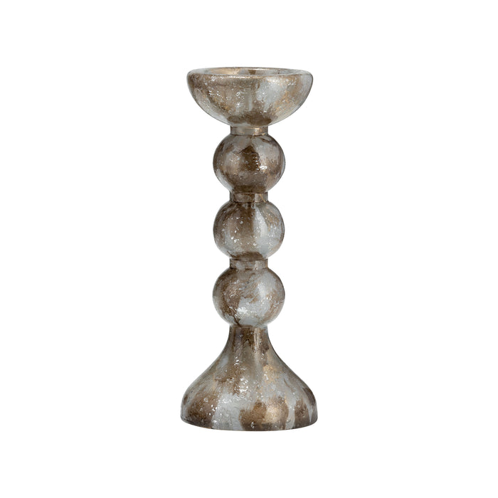 Glass Bubbly Candle Holder 13" - Brown