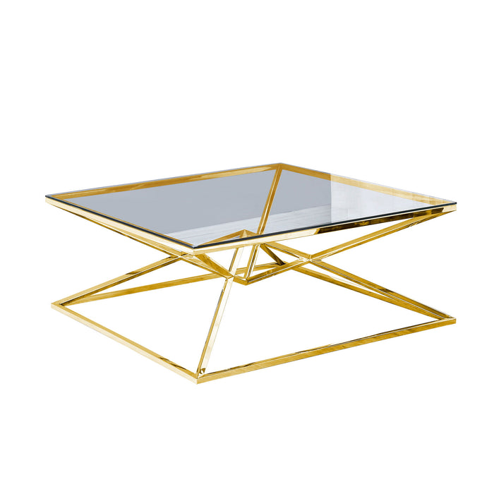 Glass Top Coffee Table - Gold