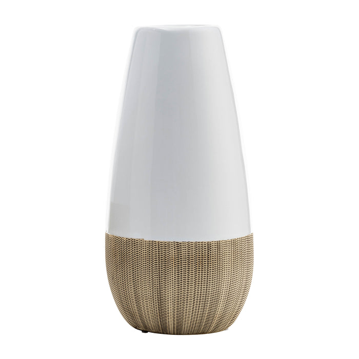 Ceramic 9" 2-Tone Vase - Cream/White