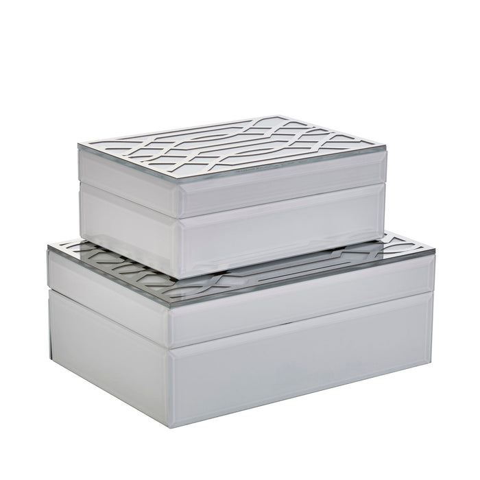 Boxes (Set of 2) - White / Silver