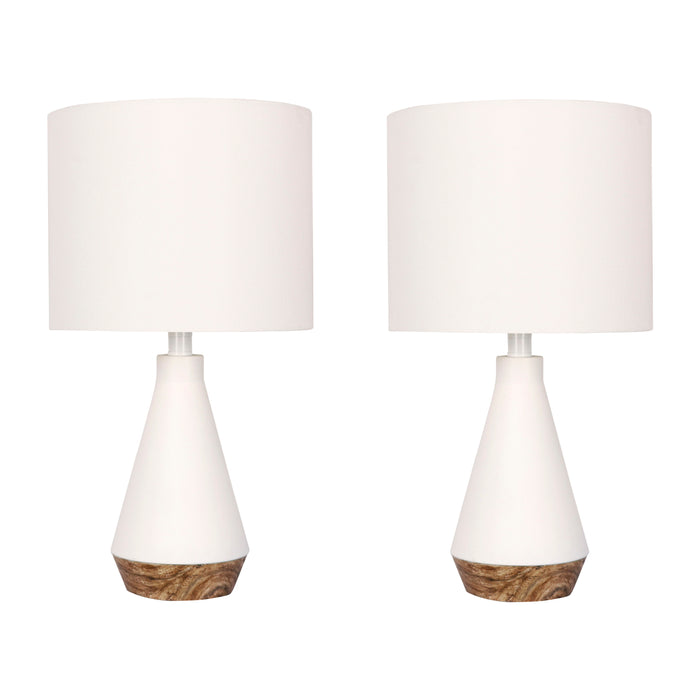 Polyresin Wood Fnsh Lamps 21" (Set of 2) - Antique Brass / White