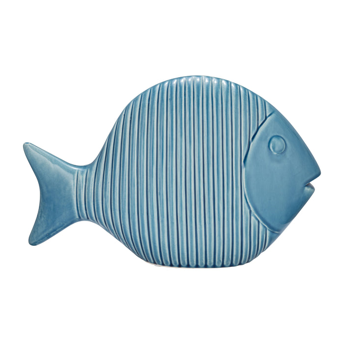 Ceramic16" V Striped Fish - Blue