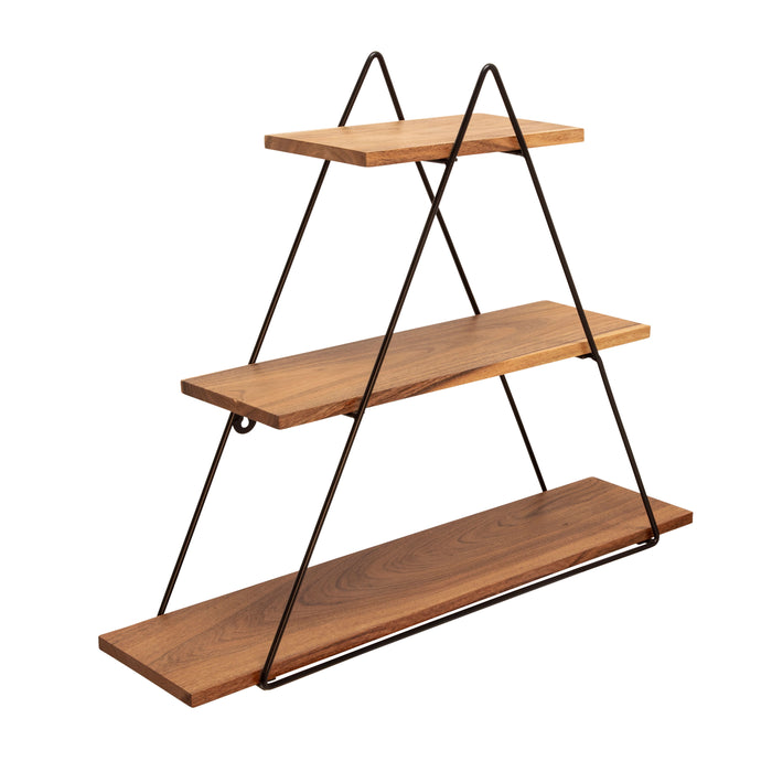 Metal / Wood Triangle Wall Shelf 20" - Brown