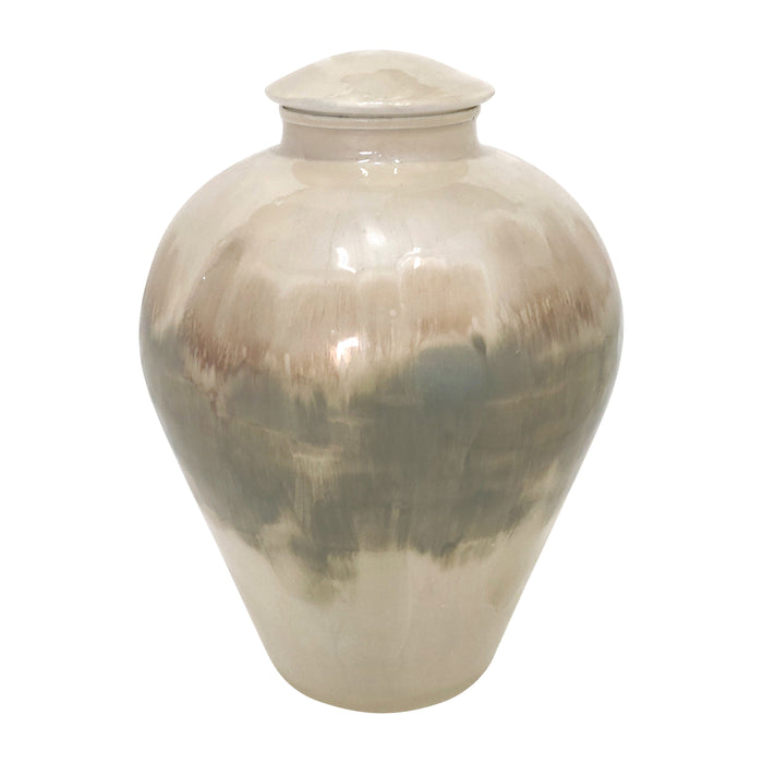 Metal 16" Temple Vase - Pearl