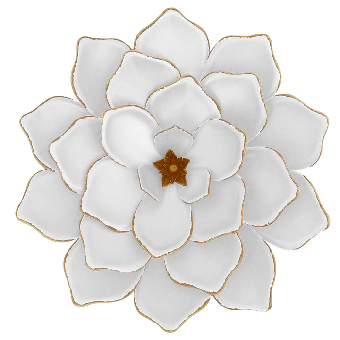 Multi-Layer Flower Wall Deco - White / Gold