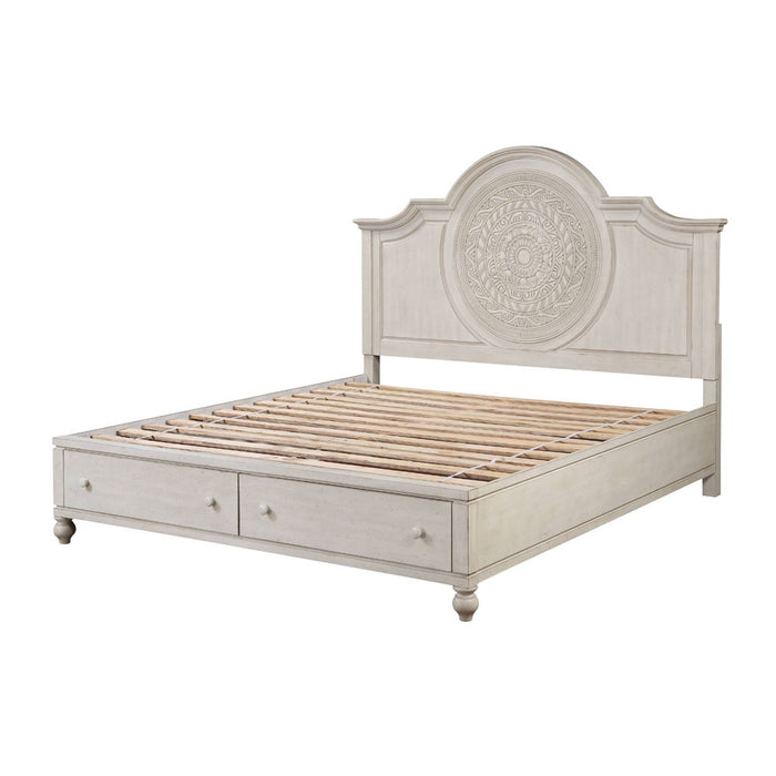 Roselyne - California King Bed - Antique White Finish