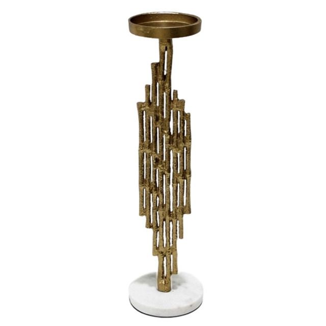 17" Contemporary Candle Holder - Gold