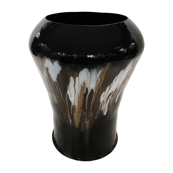 Iron Oval Stain Vase 25" - Black