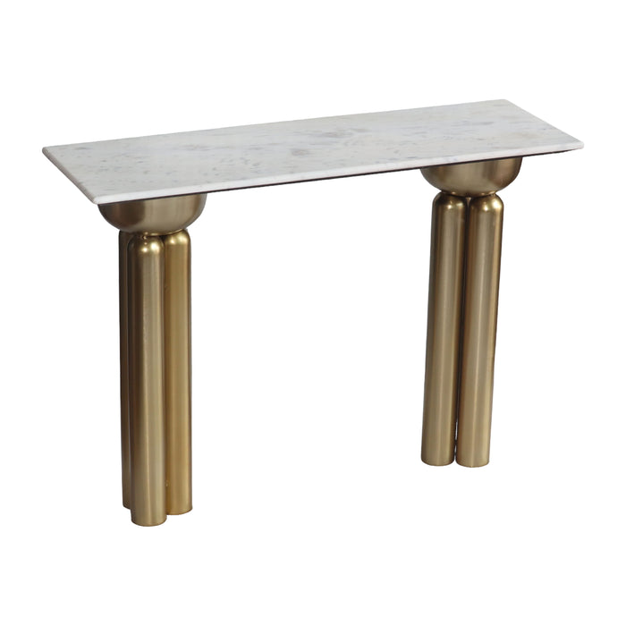 Metal 42" Marble Top Console - Gold / White