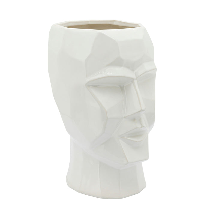 Ceramic Face Vase 12" - White