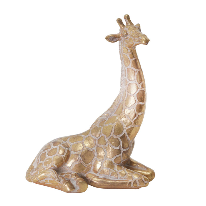 Resin 10" Sitting Giraffe - Gold