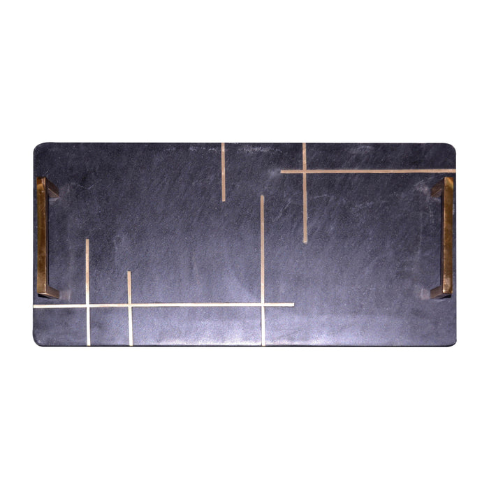 Tray With Handles - Black / Gold