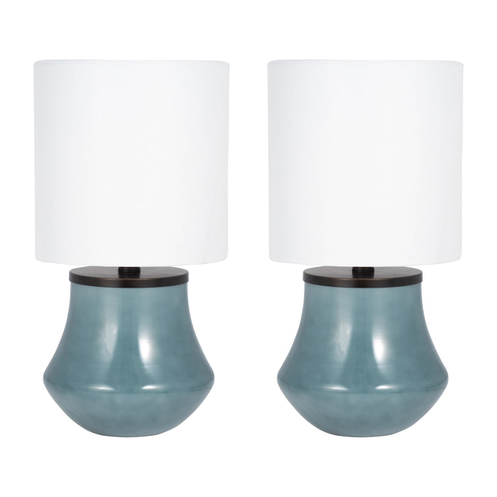 Glass 18" Table Lamp (Set of 2) - Blue