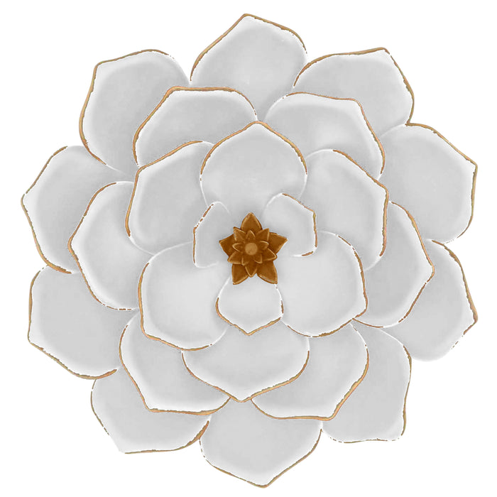 Metal 17" Multi-Layer Flower Wall Deco - White / Gold